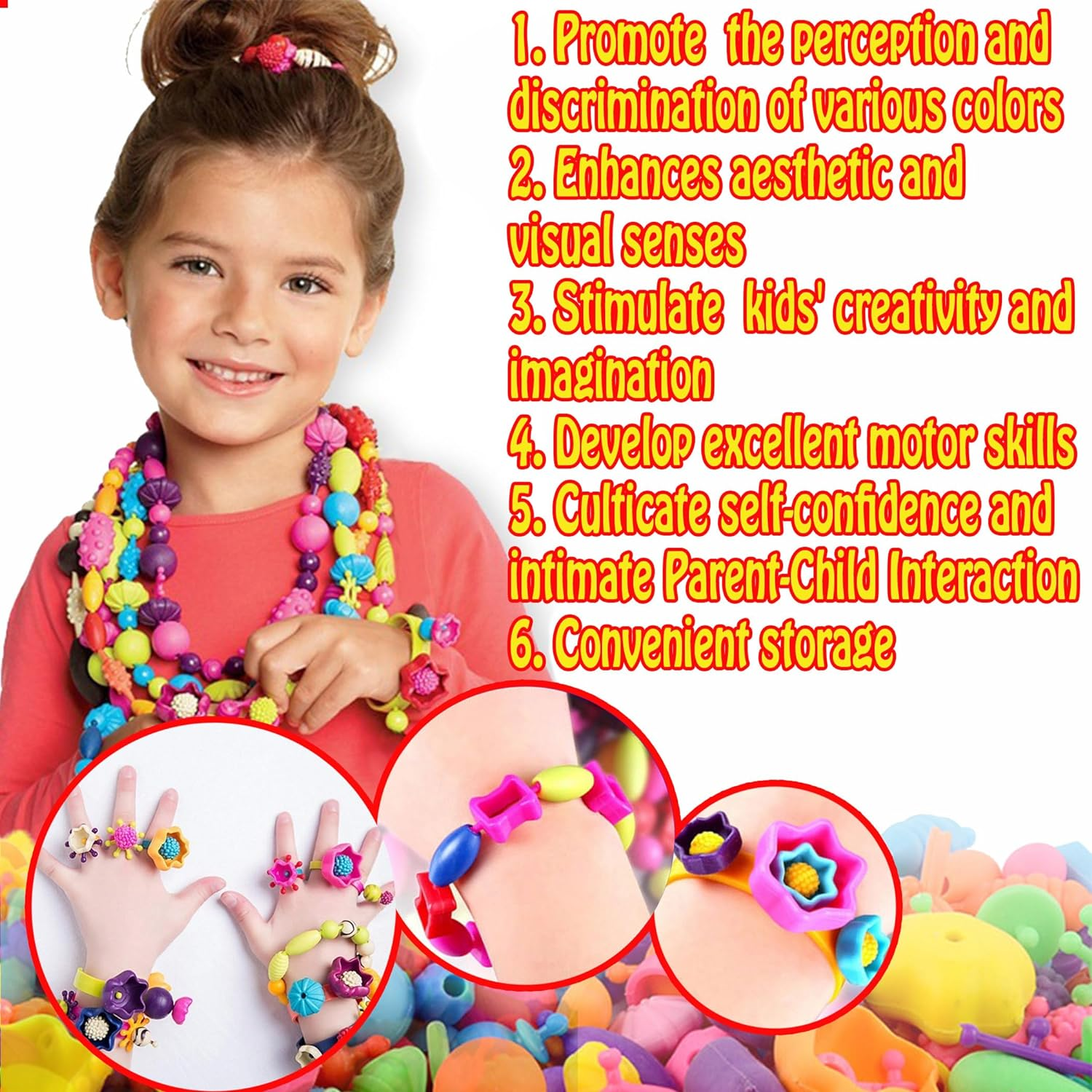 Yowamho 543+ Pop Beads - Beads for Jewelry Making Kit, Crafts for Kids Ages 4 5 6 7 8, Arts and Crafts Supplies, Birthday Christmas Jewellery Gifts. image number 4