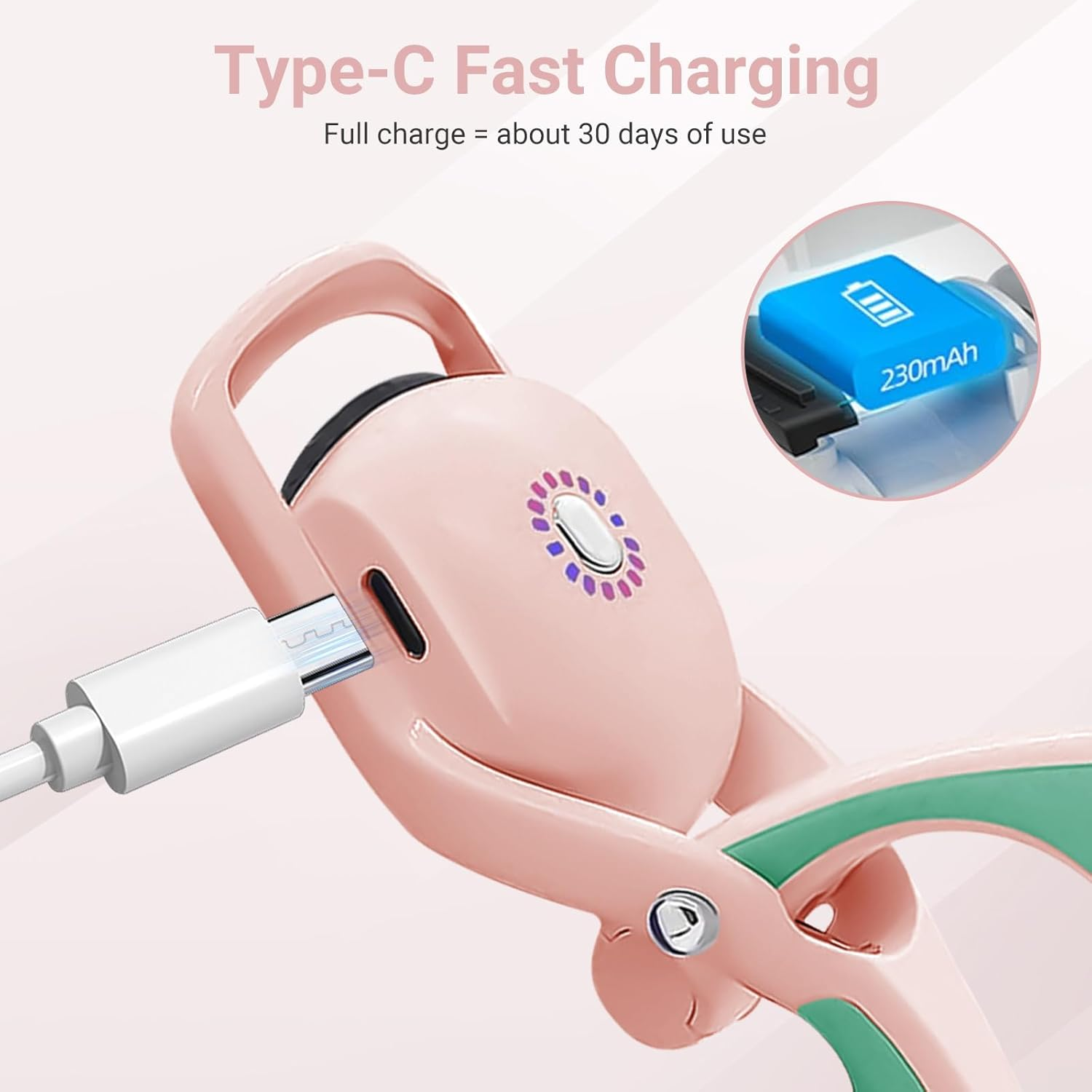 TOP G Heated Eyelash Curlers Type-C USB Rechargeable with Comb Electric Heated Lash Curler 8S Fast Heating 24Hr Long Lasting Lash Lift 3 Modes and Sensing Heating Silicone(Pink) image number 2