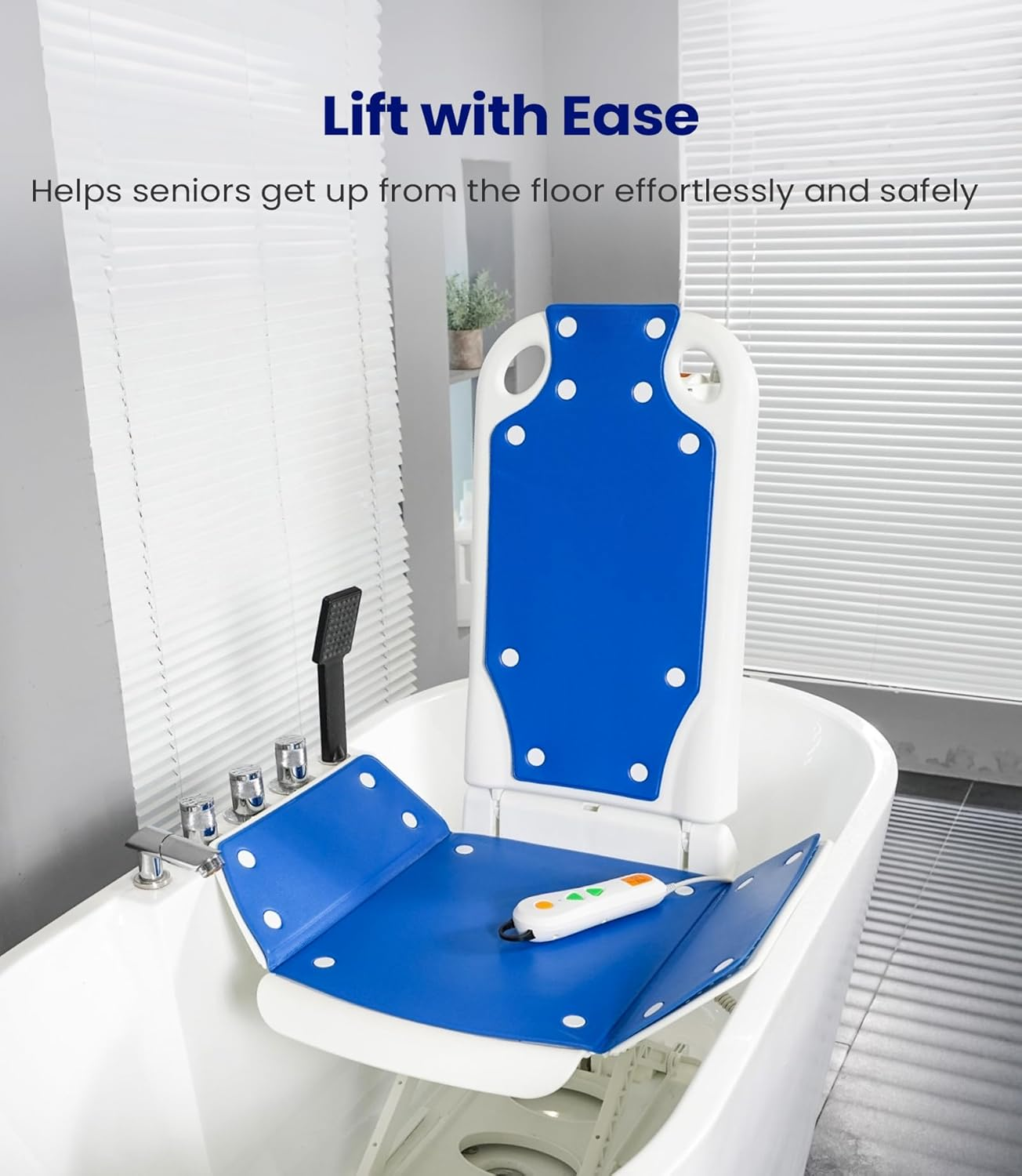 Maidesite Electric Bath Lift, Suitable for 16" Wide Bathtub,Electric Lifting,6 Bottom Non-Slip Suction Cups,High-Strength Steel Pole for Extra Safety,Collapsible,Bearing Weight 300LB