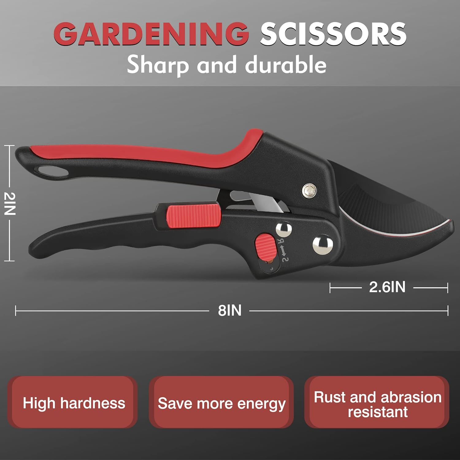 Milifox Ratchet Pruning Shears Secateurs for Gardening, Bypass Scissors with Sk-5 Steel, Professional Anvil Garden Tree Trimming, Cutting Rose Tree Plants image number 4