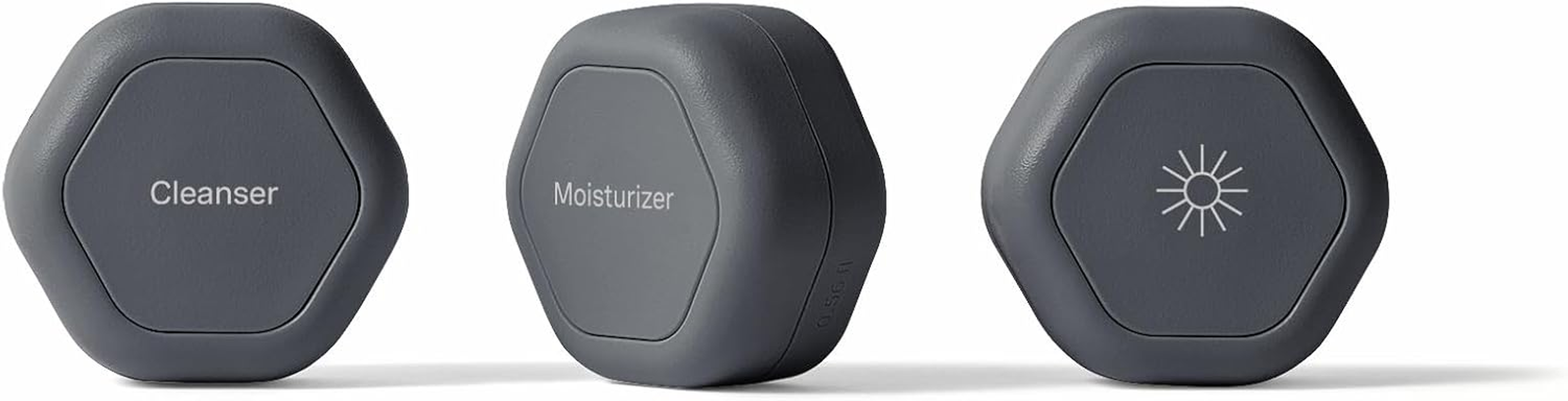 Cadence Travel Containers - Basic Skincare Set - Magnetic Travel Capsules - for Facial Cleanser, Moisturizer, Sunscreen - 3 Small Capsules (0.56Oz) with Cleanser, Moisturizer & Sun-Icon Labels - Petal