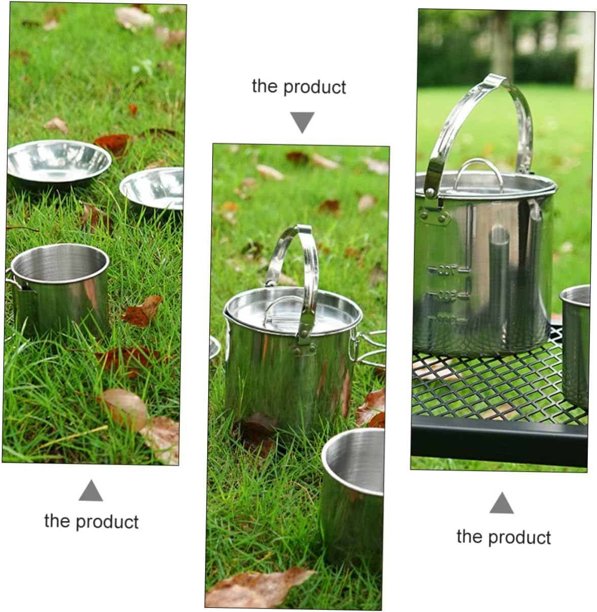 Outdoor Stainless Steel Kettle Cookware Camping Cooking Supplies Folding Bowl Cup Cutlery Lightweight Portable image number 1