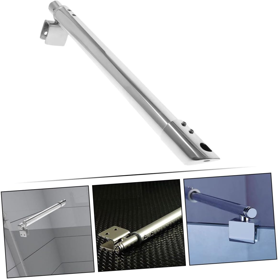 FOYTOKI Frameless Shower Door Support Bar 358Mm 304 Stainless Steel Adjustable Glass Panel Hardware Dual-Headed Bracket for Shower Room Easy Installation 19X300X500Mm