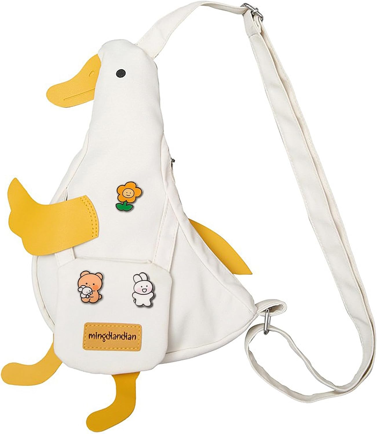 Kawaii Purse, Cute Duck Crossbody Shoulder Bag, Novelty Messenger Purse for Girls Teens Women with Pins Gifts