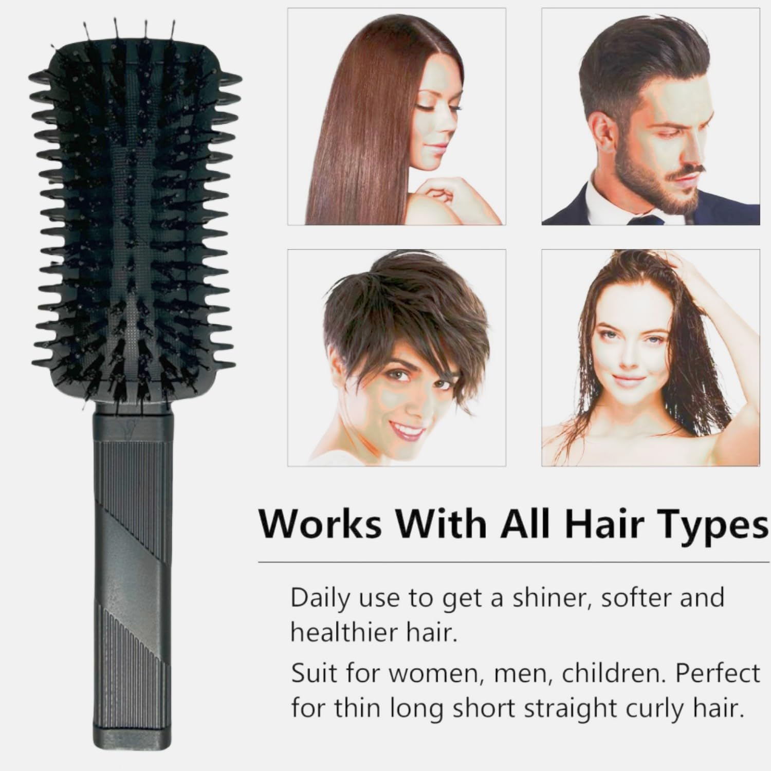 Curl Defining Brush, Curly Hair Brush, Curl Defining Boar Bristle Hair Brush for Detangling, Shaping and Defining Curls (Black) image number 4