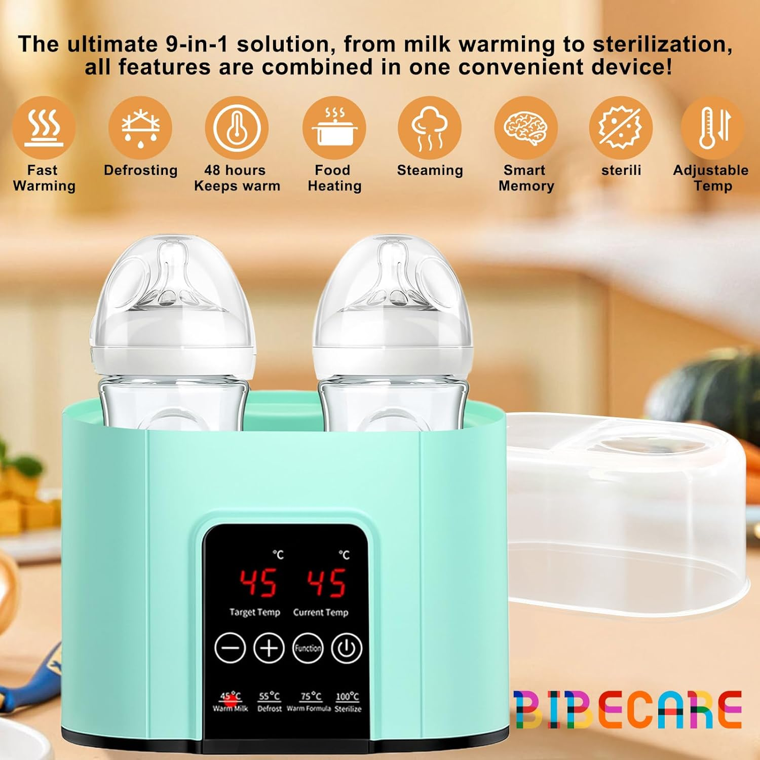 Multifunction Baby Bottle Warmer with Accurate Temperature Control, Constant Heat Milk Warmer for Breast Milk & Formula, Adjustable Heating, Easy & Safe to Use