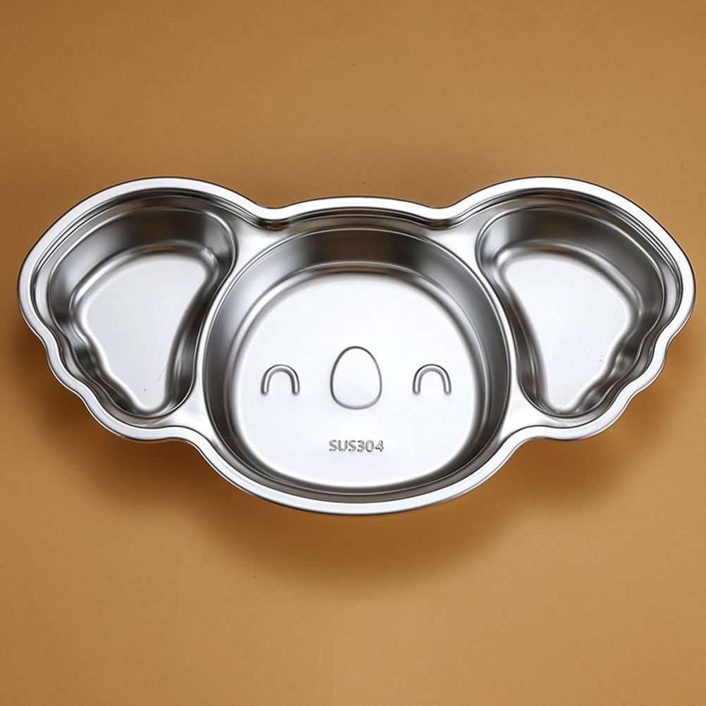 ​UPKOCH 304 Stainless Steel Divided Plates - 3-Section Koala Shape Food Tray for Toddlers, Dishwasher Safe & Spill-Proof (28.5Cm, Silver)​​ image number 5