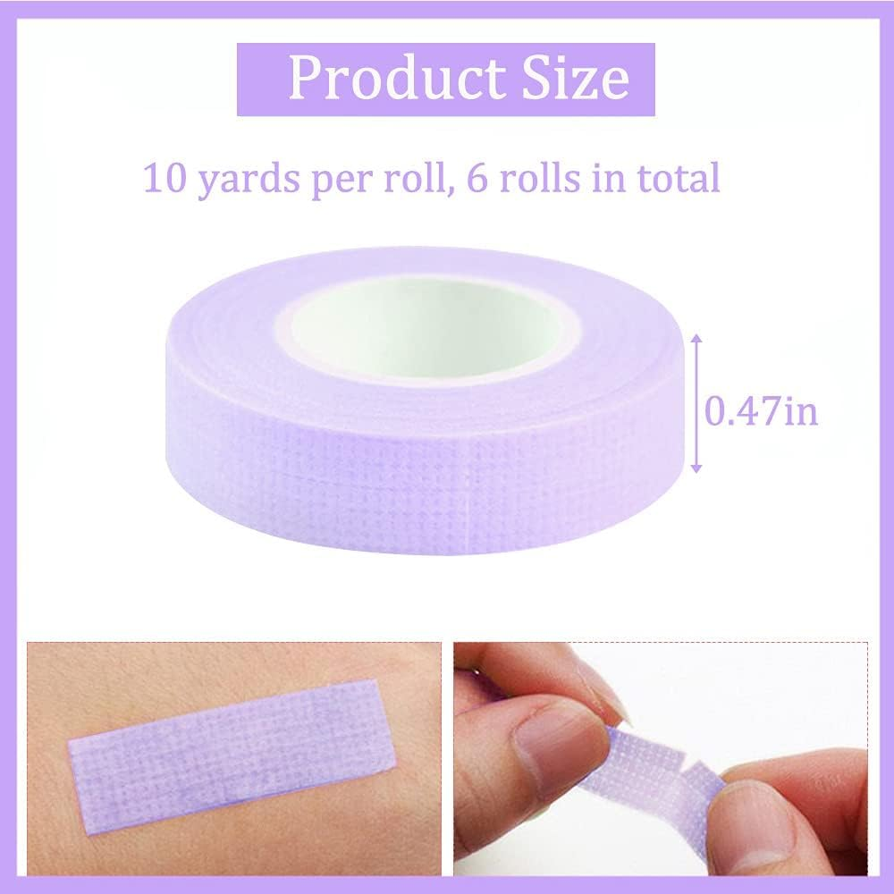 6 Rolls Lash Extension under Eye Tape Kalolary Breathable Fabric Eyelash Tape Micropore Adhesive Tape for Eyelashes Extension Supply Individual Eye Lashes Tools (Purple) image number 5