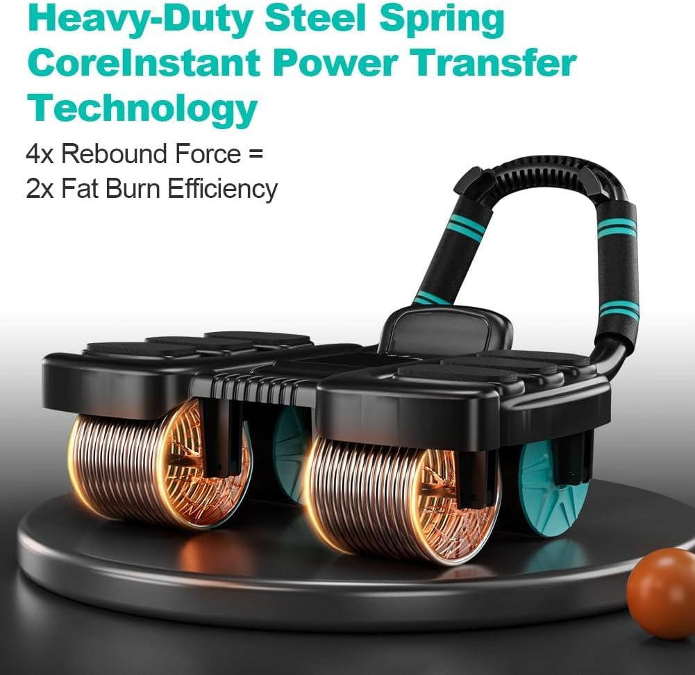 Ab Roller Wheel, Automatic Rebound with Elbow Support & 4-Wheel Design, Core Exercise Equipment for Home Gym, Abdominal Workout Machine for Men/Women, Belly Fat Burner, Portable Fitness Roller Wheel image number 1