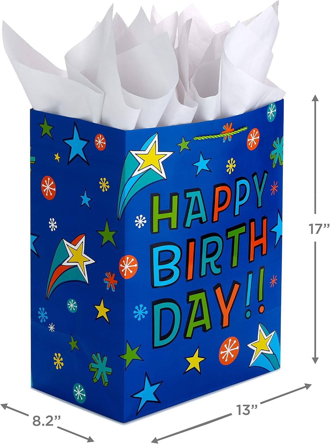 Hallmark 17" Extra Large Gift Bags (3-Pack for Kids Birthday Presents and Parties) Bundle, Jumbo, Pink, Blue, Yellow with Pizza - Large Pizza Bundle image number 6