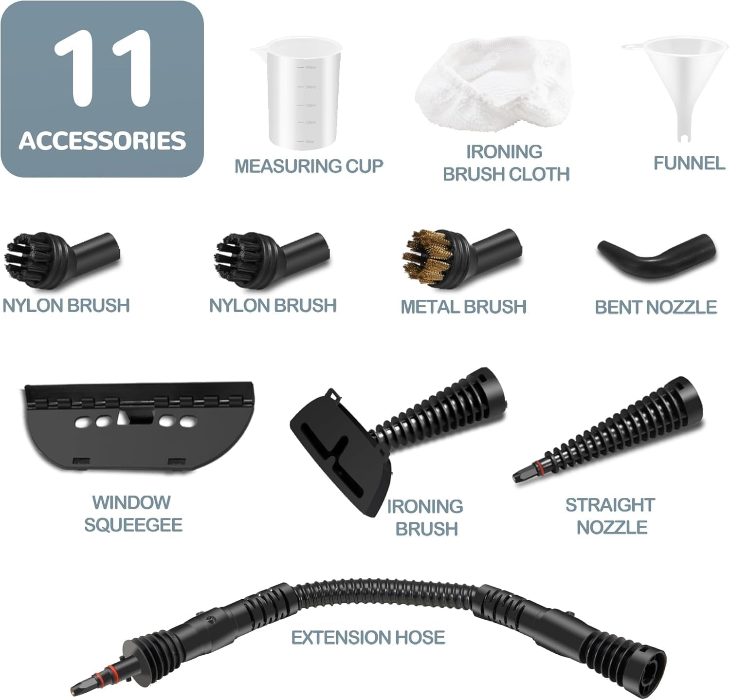 Jiaozoum Handheld Steam Cleaner, Portable Steamer with Large Capacity,11-Piece Accessory Set for Floor, Car, Carpet, Upholstery, Couch, Tile, Windows Cleaning image number 3