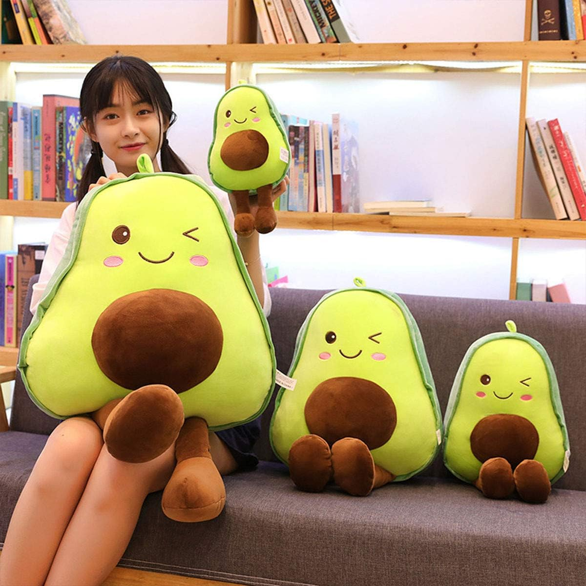Cute Stuffed Fruit Plush Toy Doll Large Avocado Pillow Cartoon Food Kids Lovely Soft Chrismas Birthday Gift Bedroom Living Room, 30Cm image number 2