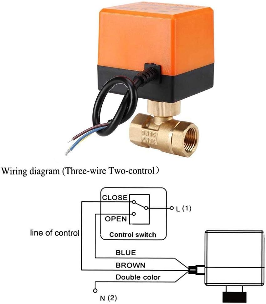 Motorized Ball Valve, AC 220V Brass Electrical Ball Valve 2 Way 3-Wire 1.6Mpa Thread, Energy Saving(Dn15) image number 5