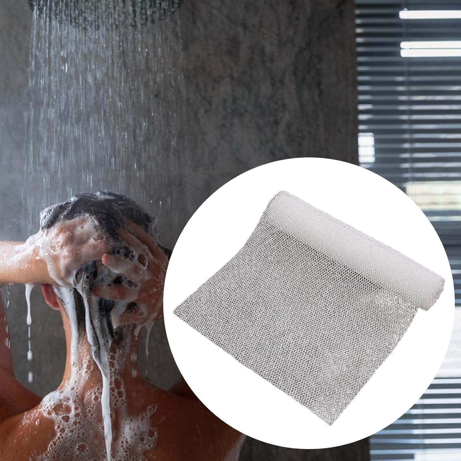 Eigell Nylon Net Bath Washcloth Gentle Exfoliating Easy Maintenance Quick Drying Deep Cleaning for Men, Women Body Scrubber, Beige - Blue image number 7