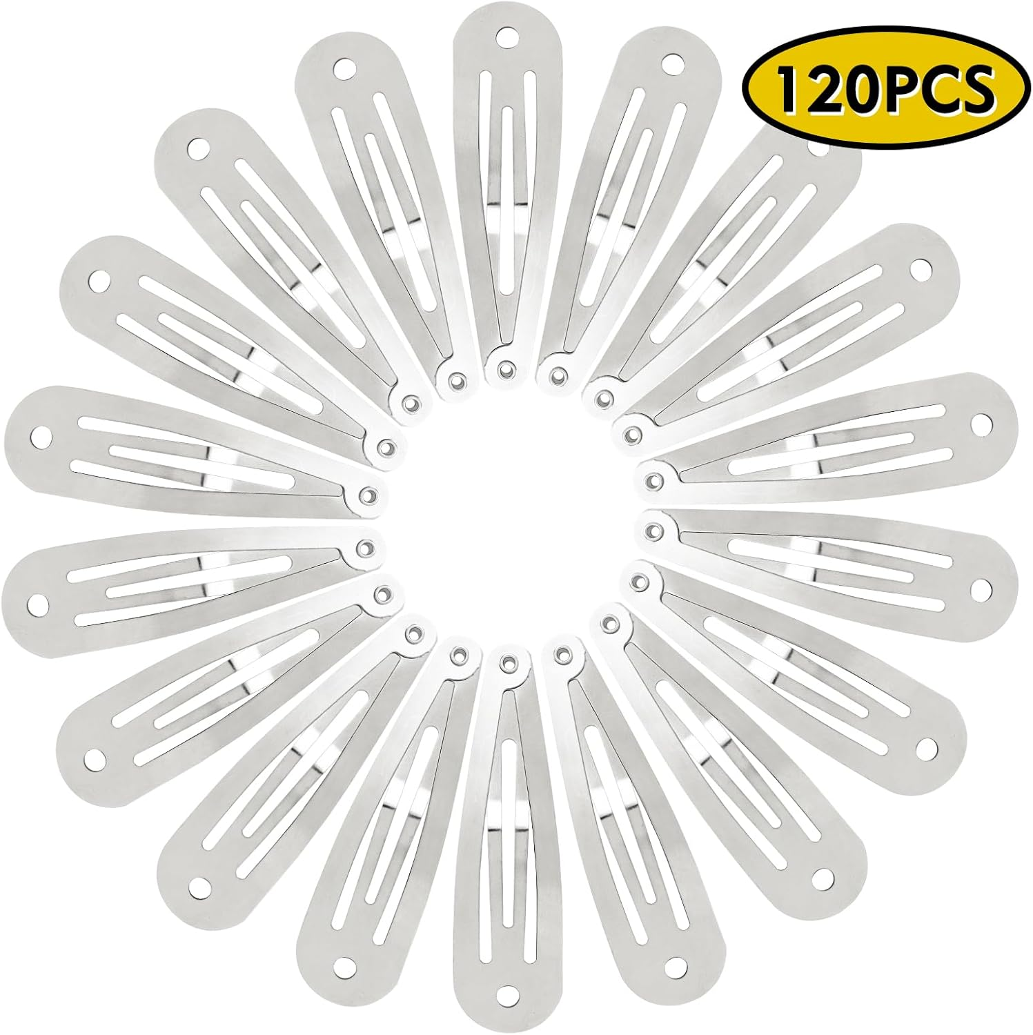 Cinaci 120 Pack Bulk Solid Plain Blank DIY Craft 5Cm/2" Silver Metal Snap Hair Clips with Hole Hair Barrettes for Women Girls Baby Toddlers Kids Teens Hair Accessories image number 3