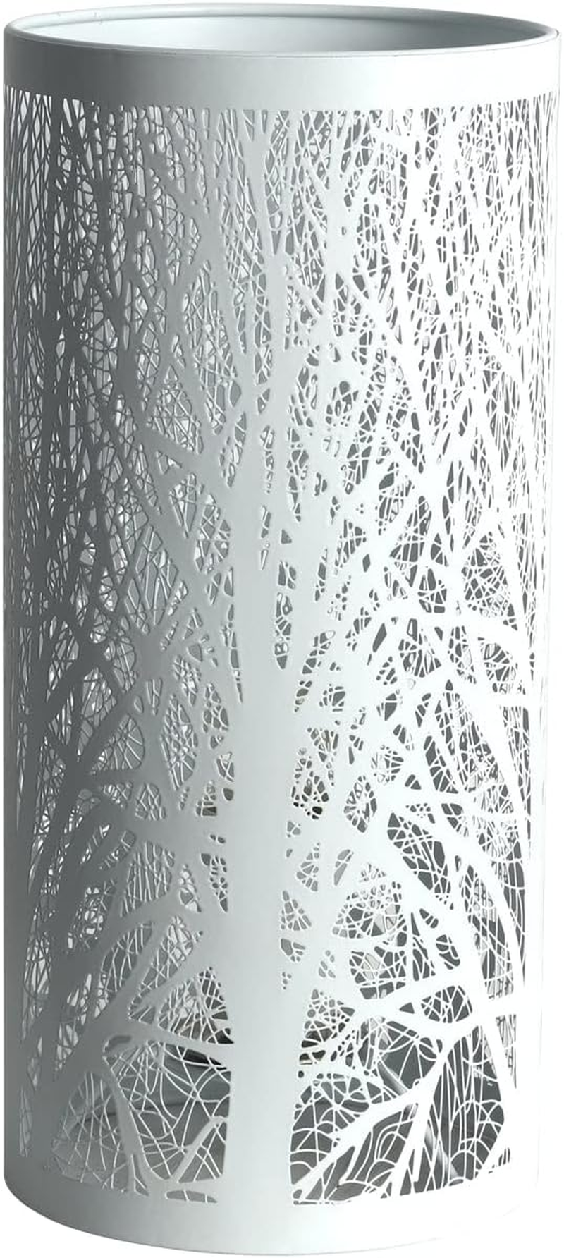 Lightsup Online White Forest Hollow-Out Decorative Table Lamp with Metal Cylindrical Shade, E27 Bulb Base Bedside Lamp - Button Control Nightstand Lamp for Living Room, Bed Room, Lounge, Kids Room image number 5