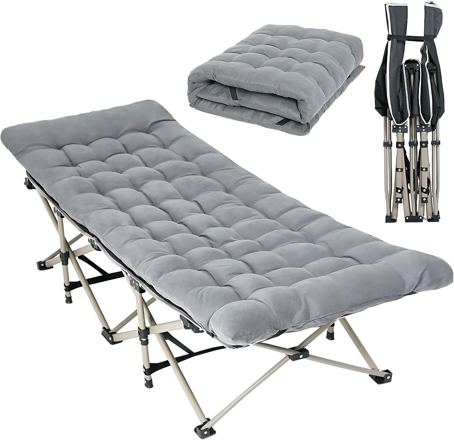 CHENDY Folding Camping Cots for Adults - Most Comfortable, Double Layer Oxford Sturdy Folding Sleeping Cots - Portable with Carry Bag (10 Feet Supports) image number 6