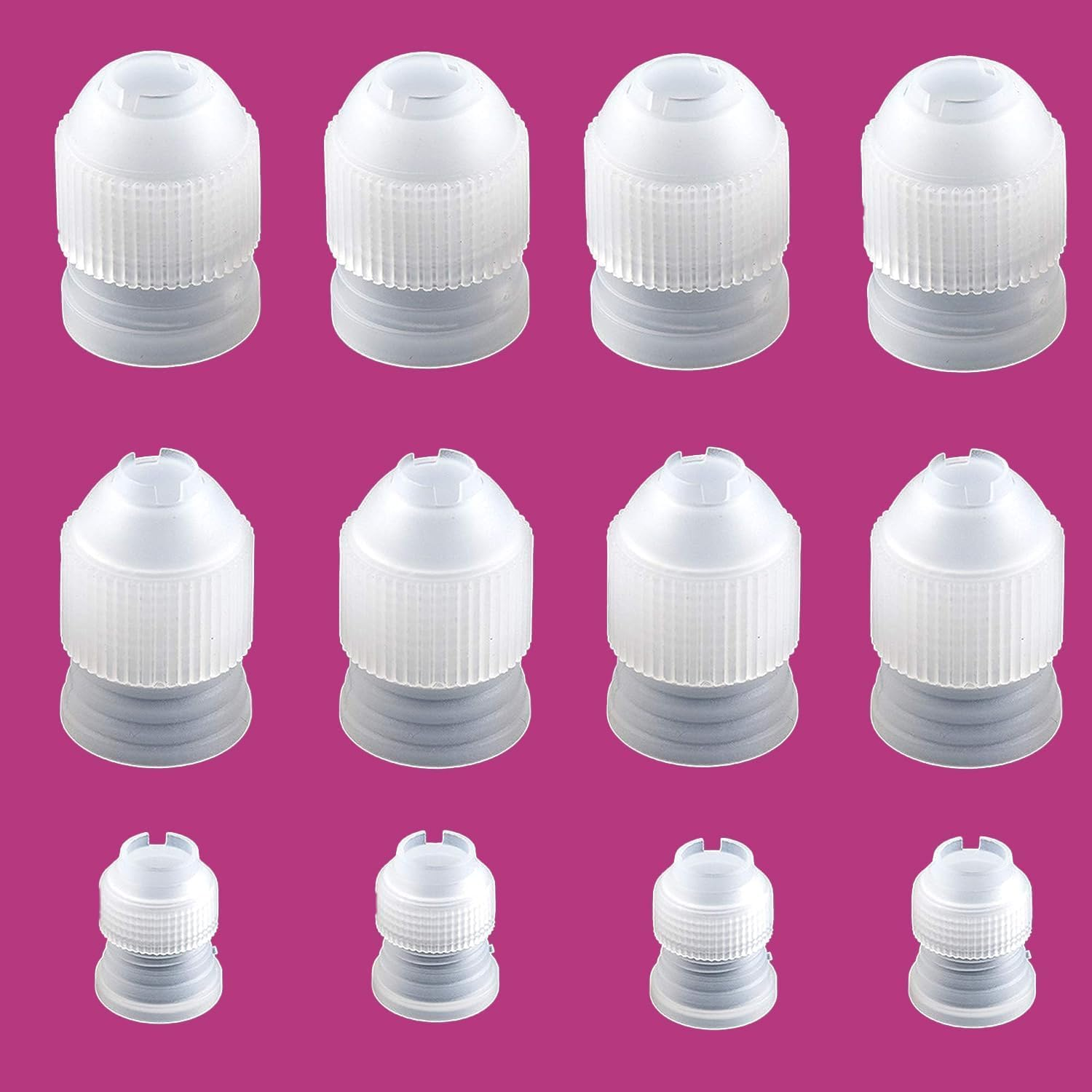 White Pastry Bag Coupler, 12 Pcs Three Different Sizes Plastic Standar Cake Decorating Pipe Tip Coupler for Piping Bags Icing Nozzles image number 5