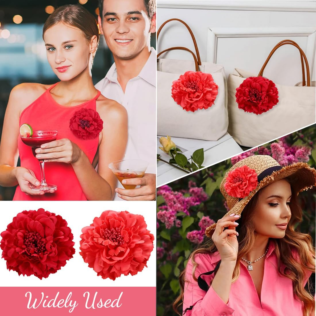 JYNVO 2 Pieces Flower Brooches Flower Hair Pins Hairpins Headpiece Hairpin Accessories for Flamenco Dancer Bride Women Girls Seville Party Wedding image number 2