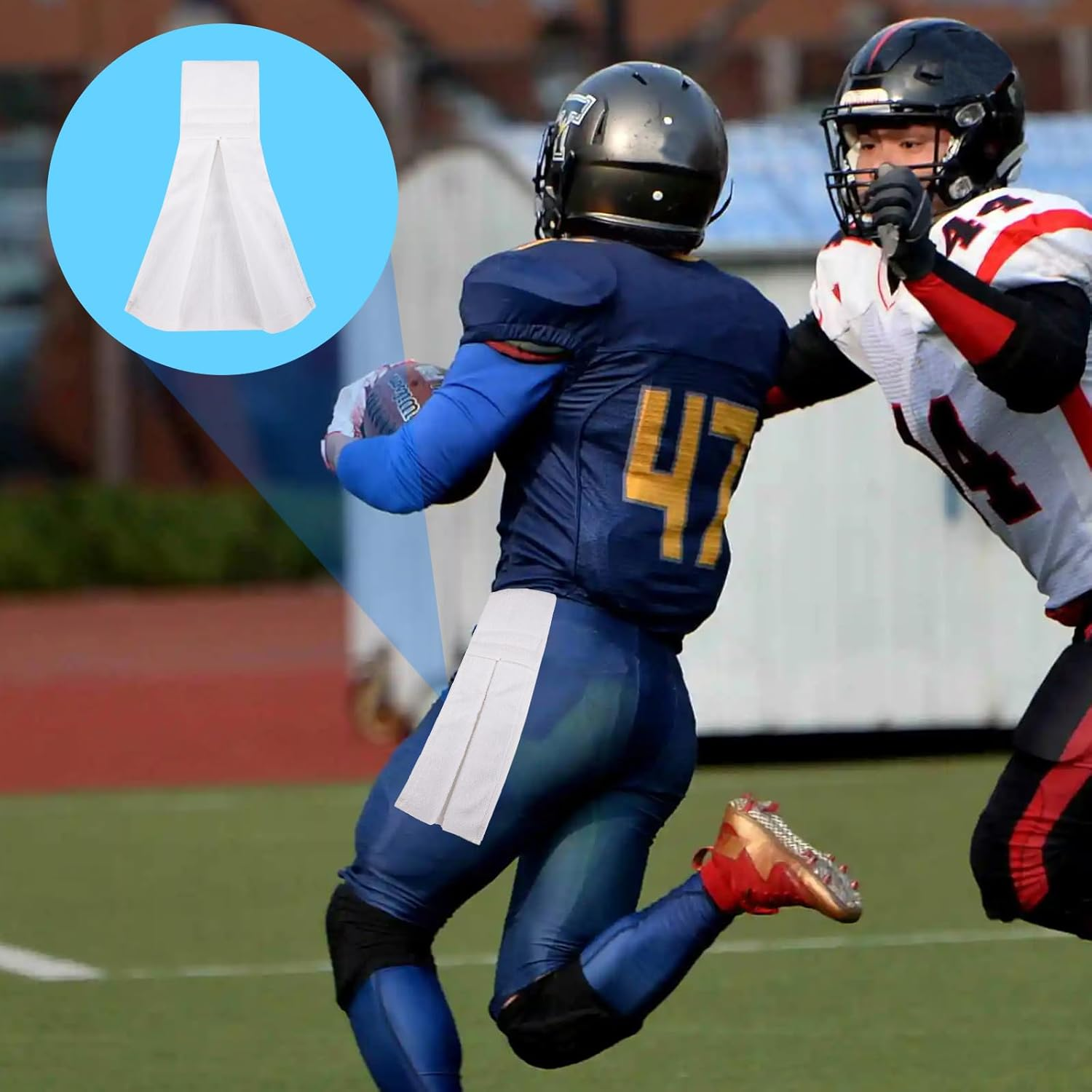 AGDGV Football Towel - Cotton Hand Towel with Hook and Loop Closure for Football, QB, Gym, Yoga, Golf, Softball | Super Absorbent and Soft | Perfect for Men, Women, Youth | White image number 4