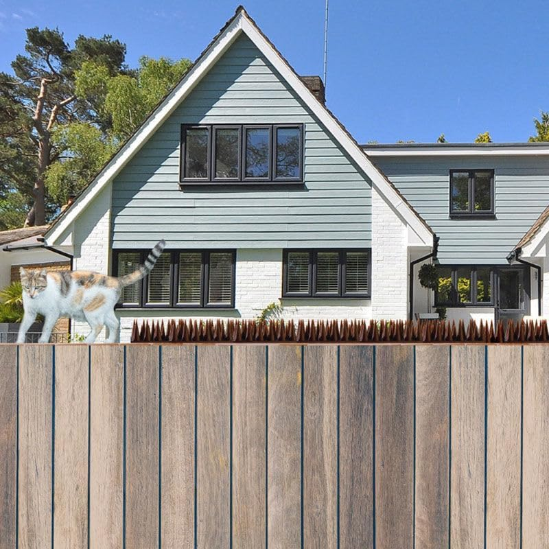 12 Pcs Outdoor Bird and Cat Deterrent Spikes for Fences and Roofs,Long Lasting Plastic Bird Spikes for Effective Bird Control and Squirrel Deterrence,Protecting Buildings,47Cm/17In,Brown image number 1