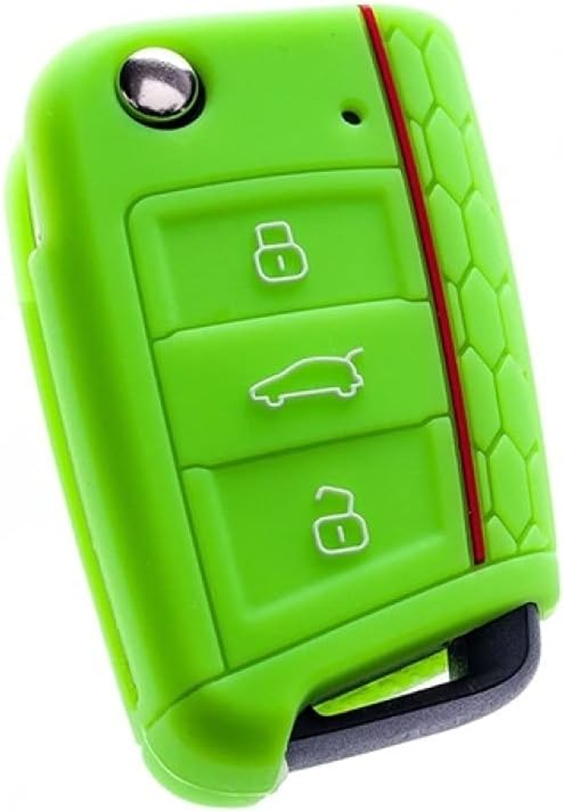 WSWJDW Silicone Car Key Case Cover Keychain Ring Key Bag, Fit for Volkswagen Vw Golf 7 Mk7 Skoda Octavia A7 Seat Leon Ibiza,Pink