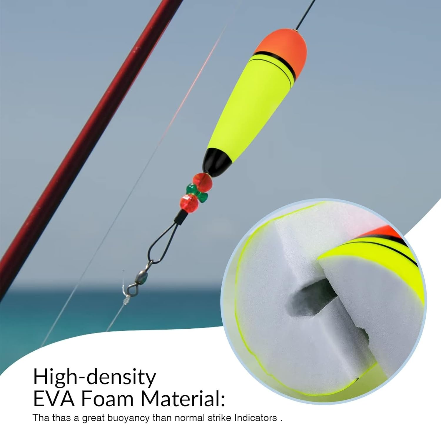 THKFISH Slip Bobbers Floats Eva-Slider-Bobbers Slip Corks for Sea Fishing Catfish Bobbers Assortment Freshwater 4PCS 4", 6", 7" image number 4