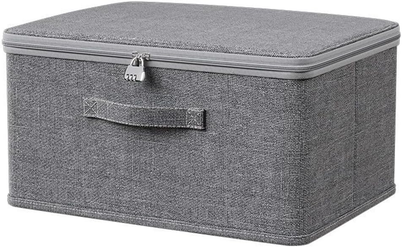 Foldable Cloth Organizer with Lid, Large Grey Fabric Storage Box, Durable & Stylish Storage Solution, Home Organisation Essentials, for Home, Wardrobe, Office