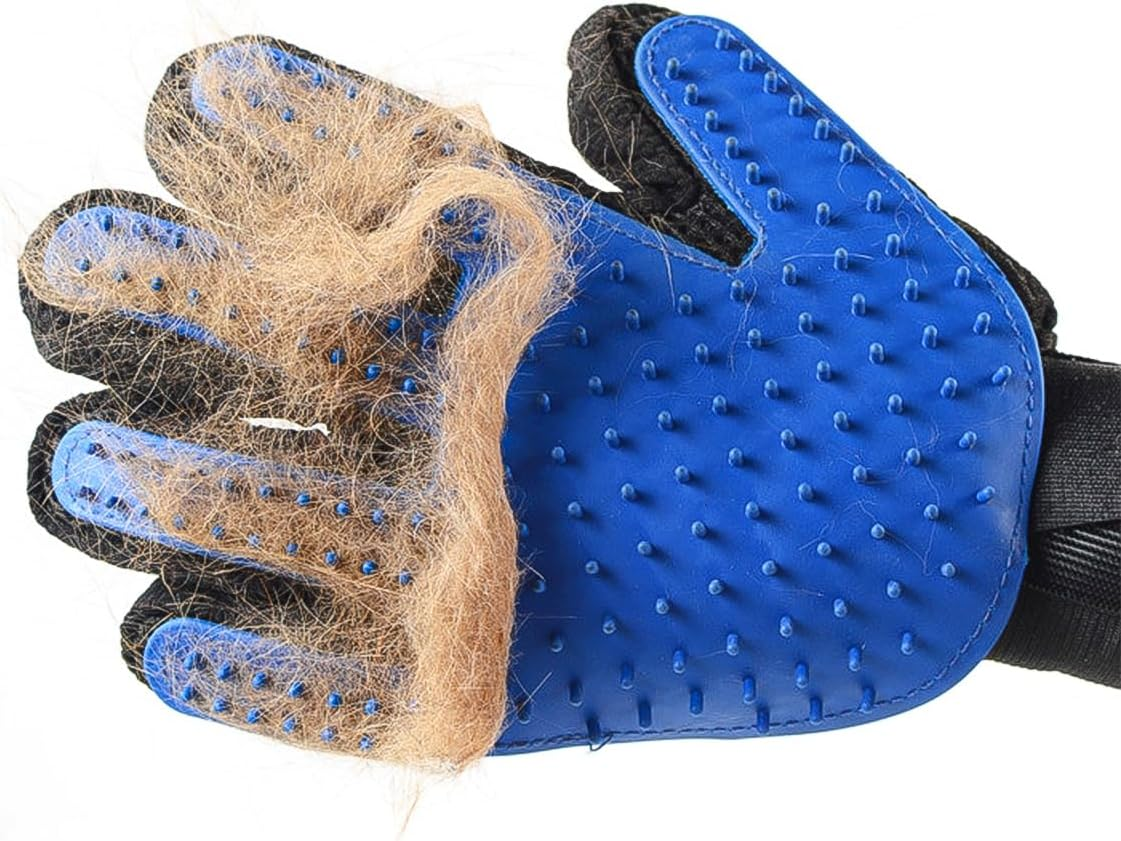 Namvo 2Pcs Pet Gloves Gentle Grooming Gloves High Performance Glove Massage Gloves with Improved Five Finger Design - Great for Dogs and Cats (Blue) image number 5