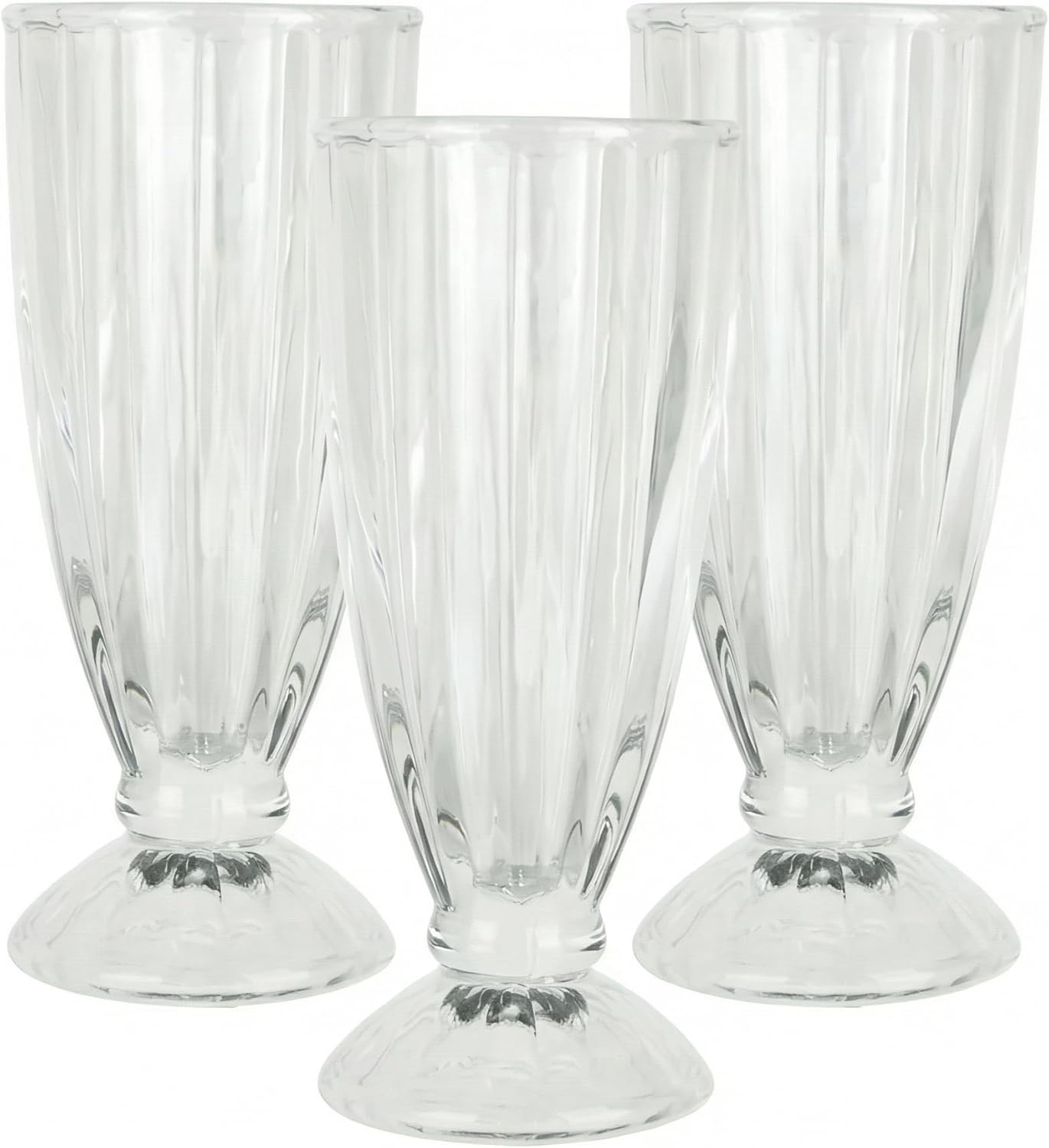 Leona Co Classic Retro Glass Milkshake Cup Set - 8X17.5Cm Diner Style Sundae Glasses, Thick Ribbed Glass for Shakes, Smoothies, Ice Cream Sodas & Desserts, Dishwasher Safe (3) image number 5