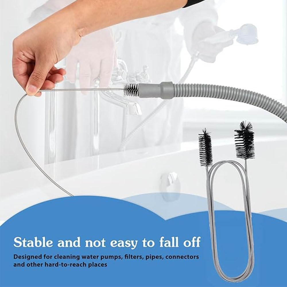 11 Types of Flexible Drainage Brushes and Straw Cleaning Brushes, Stainless Steel Double Headed Hose, Suitable for Fish Tanks, Glass Tubes, Homes, and Kitchens. Available in Two Colors (Yellow) image number 2