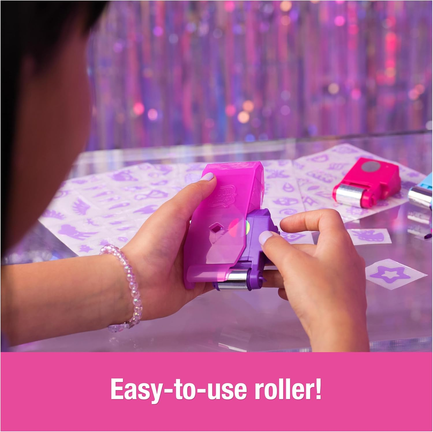 Cool Maker, Shimmer Me Body Art with Roller, Jewels & 3 Foils, 135 Metallic Temporary Tattoo Designs, Arts and Crafts Kids Toys for Girls Ages 7+ image number 6