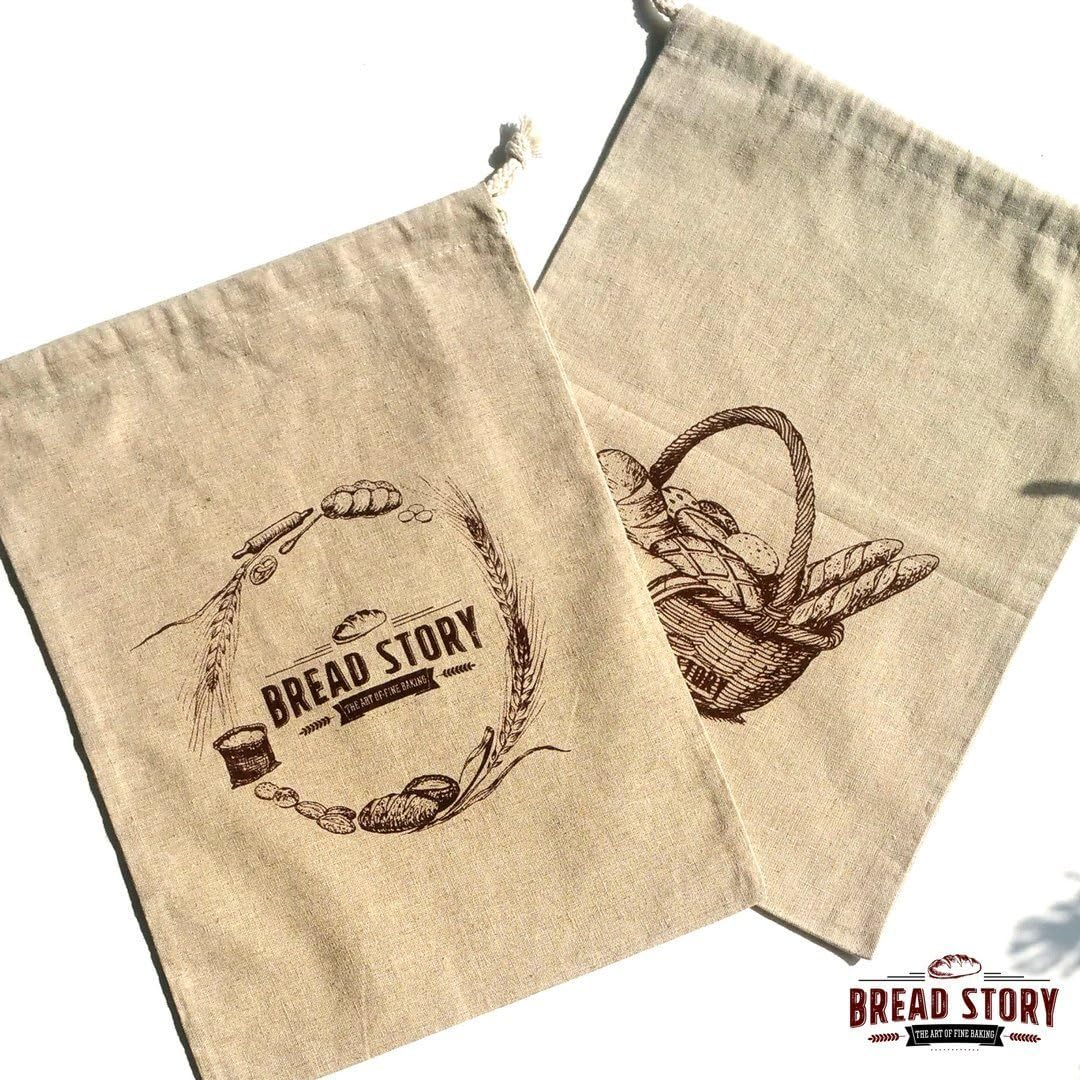 (30 X 40 Cm) Linen Bread Bags - 2-Pack, Ideal for Homemade Bread, Unbleached, Reusable Food Storage, Housewarming, Wedding Gift, Storage for Artisan Bread - Bakery & Baguette image number 4