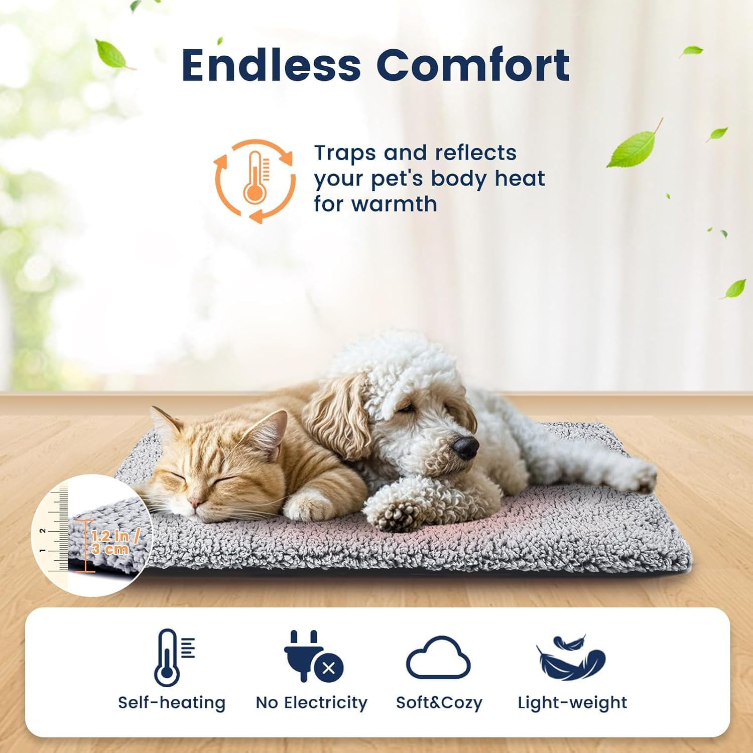 Ultra Soft Cat Bed Mat 24 X 18 Inch Cozy Pet Cushion with Non-Slip Bottom Washable Self-Warming Sleep Dog Pad for Crates Carriers image number 1