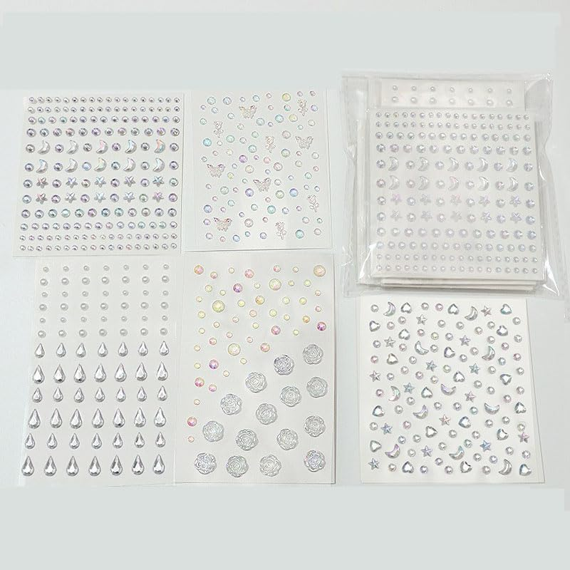 516 Pcs Self Adhesive Face Gems and Pearls for Makeup, Festival Jewels, Hair Gems, Rhinestone Stickers for Face, Eye, Makeup, Body image number 6