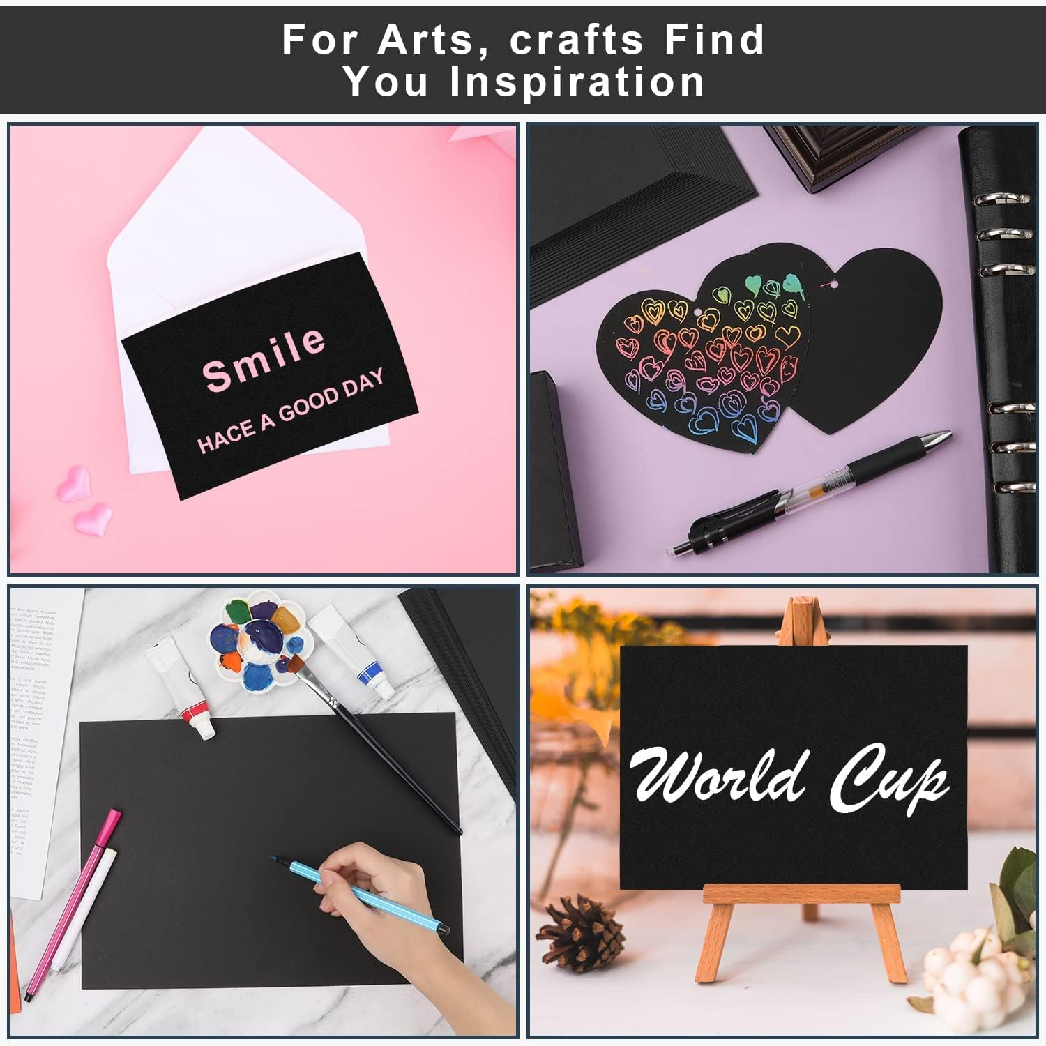 100 Sheets Black Kraft Cardstock Paper for DIY Projects and Crafts - Thick 250Gsm Black Cardstock for Printing Drawing Invitation Making - A4 Size 21 * 29.7Cm, Laser and Inkjet Printer Compatible image number 6