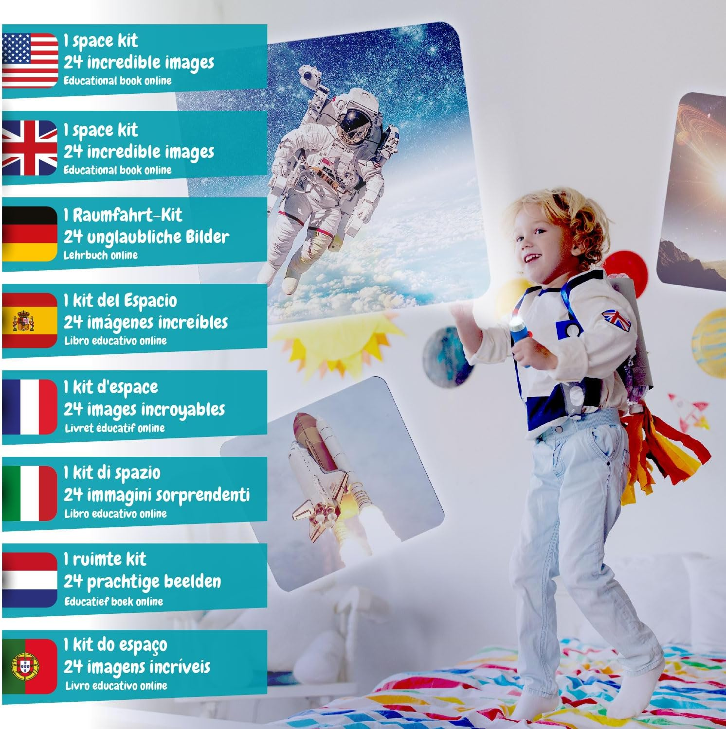 Science4You Space Torch and Projector - Solar System Projector Torch, Explore the Universe, Galaxy Projector Light with Planets for Kids, Space Toys, Games and Gifts for 4 Year Olds Boys and Girls image number 4