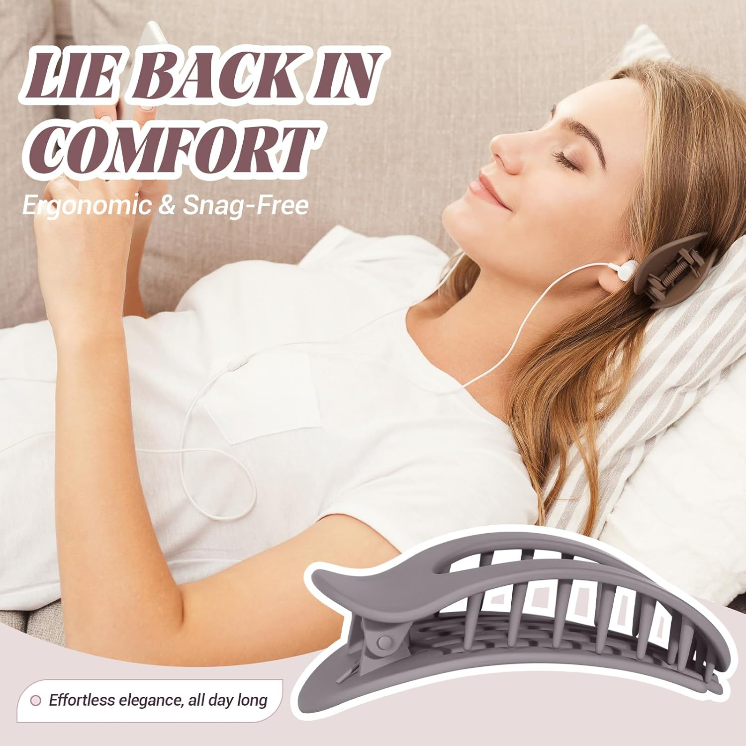 Kavya Flat Hair Clips Women - 6 Pcs Curved Design Flat Hair Claw Clips for Lying & Driving Non-Slip Duckbill Hair Clips - Strong Hold round Claw Clip for Thin & Thick Hair French Hair Accessories image number 6