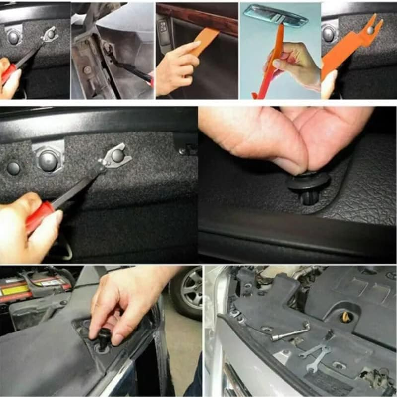 AIMALL 731X Car Trim Body Clips Kit, Rivets Retainer Auto Panel Bumper Plastic Fastener Set with 5 Removal Tools and 6 Cable Ties, Universal for Car Repairs image number 1