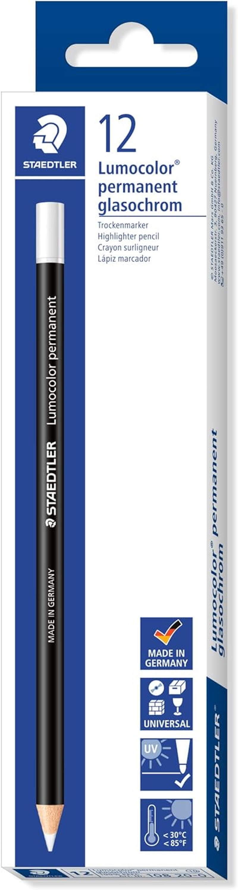 Staedtler Glasochrom 108 Pencils, White (Pack of 12) image number 7