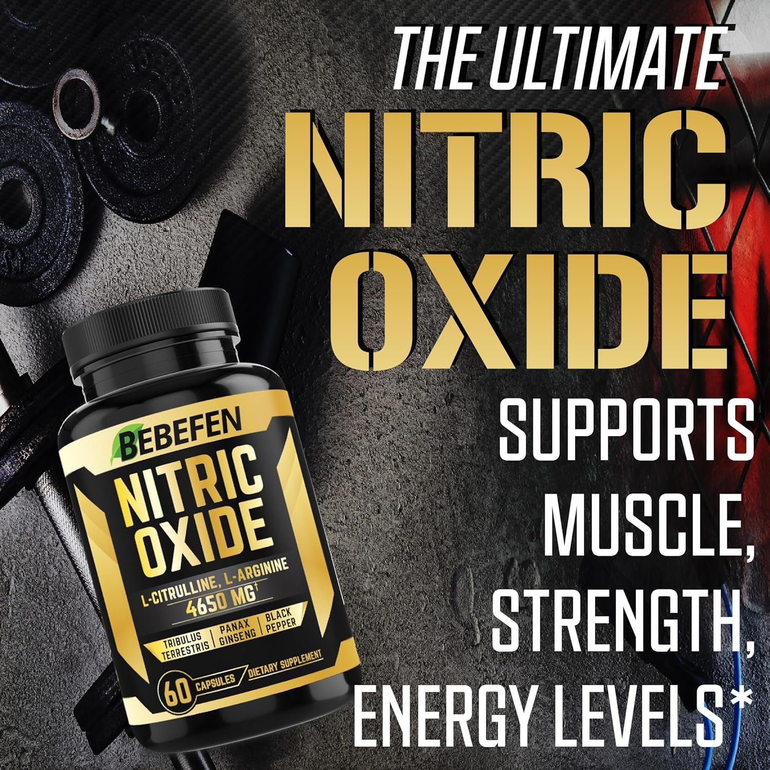 Nitric Oxide Supplements 4650Mg - High Formula with L-Arginine, L-Citrulline, Tribulus, Ginseng, Black Pepper - 60 Capsules image number 4