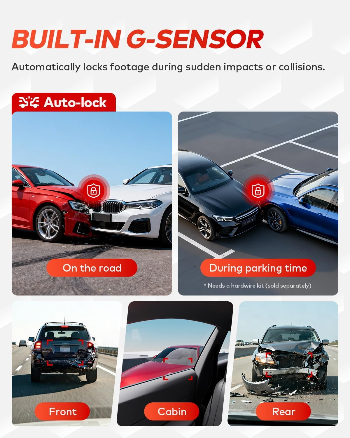 4K+4K+1080P 3 Channel Dash Cam Front and Rear with Cabin, Free 128GB Card Included, 5.8Ghz Wifi6 - up to 20Mb/S, IR Night Vision, Built-In GPS, G-Sensor, 24H Parking Mode, Support 512GB Max image number 1