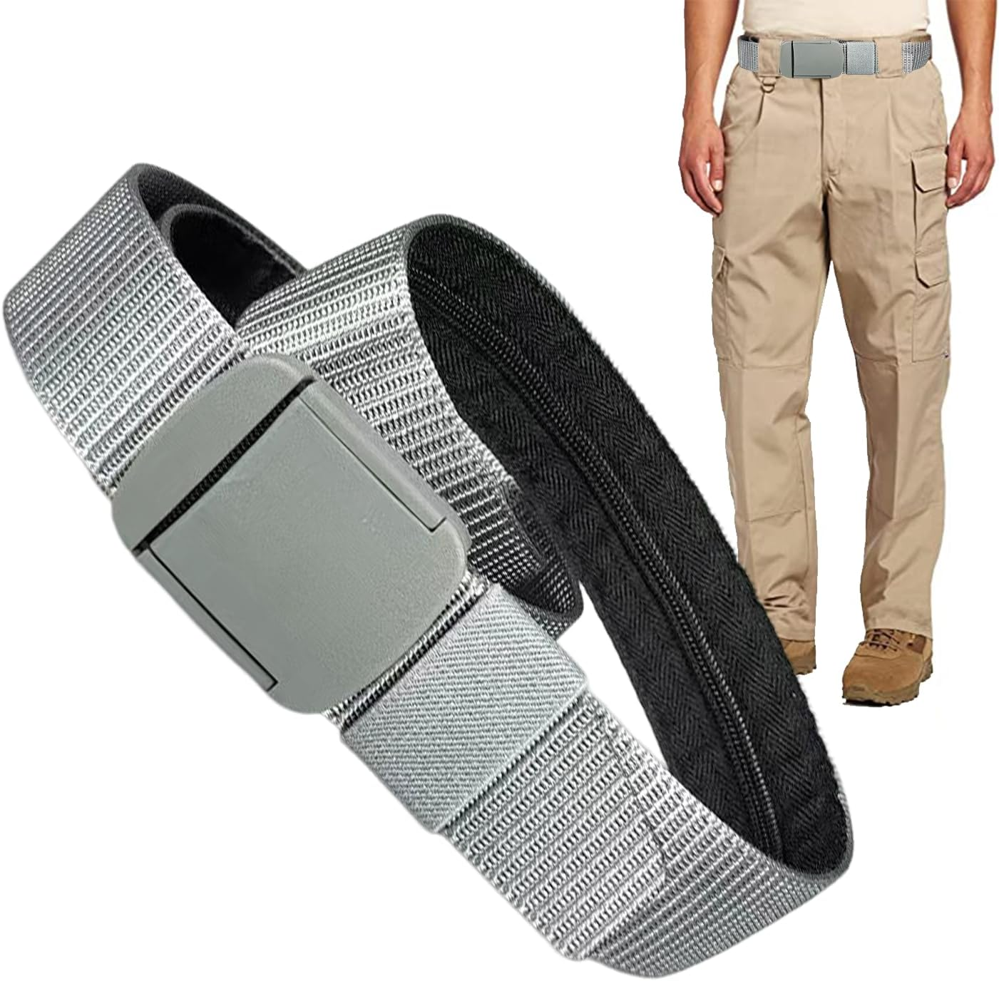 Travel Security Money Belt, Money Belt with Hidden Money Pocket, Undercover Hidden Wallet, Adjustable Canvas Belt for Travel, Money Waist Belt Bag, Anti-Theft Passport Wallets for Men & Women