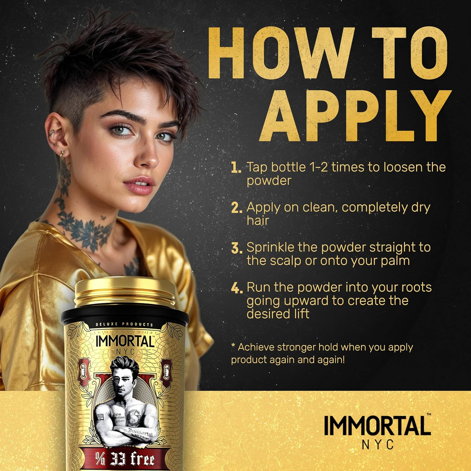 Immortal NYC Hair Styling Powder One Million Dollars 20Gr image number 4