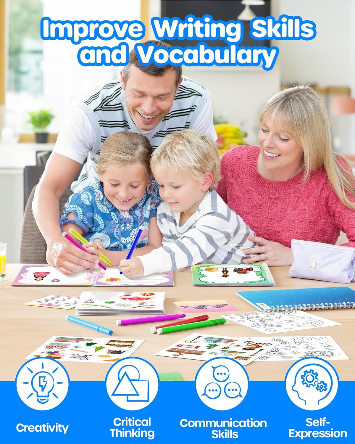 D-Fantix My Storybook Art Kit, Creative Writing & Drawing Activity Set for Boys & Girls, Hardcover Comic Book Making Kit with Stickers, DIY Arts and Crafts Supplies Gifts for Kids Ages 5, 6, 7, 8-12 image number 6