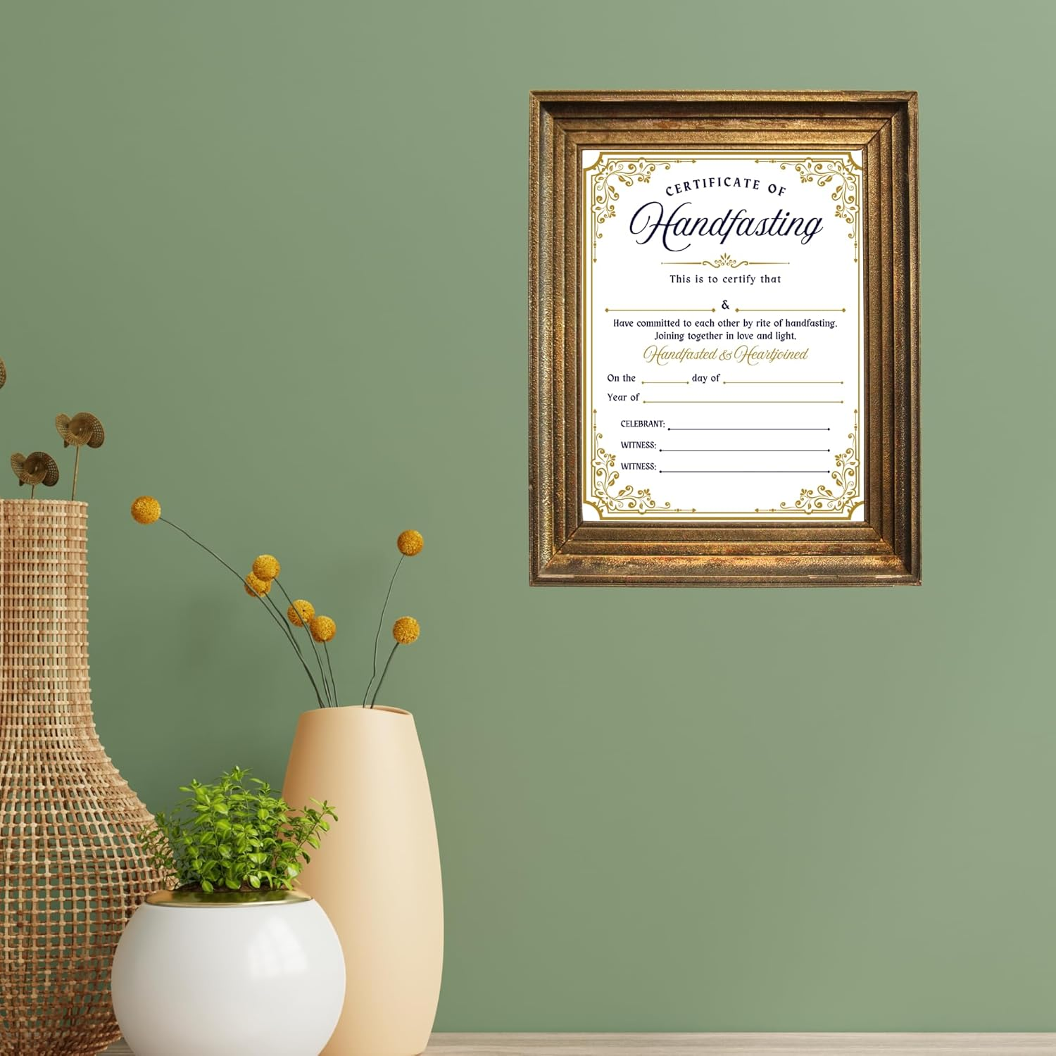 Handfasting Union Ceremony Certificate Cord Ribbon 6Pk 8.5X11&rdquo; on Linen Commitment Bound Celtic Medieval Secret Partner Parchment Marriage image number 2