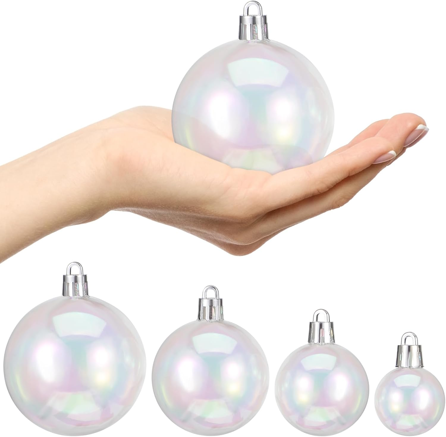 18Pcs Iridescent Christmas Baubles Set Includes 6 3Cm Balls and 4 Balls (4Cm 5Cm 6Cm) Plastic Hanging Ornaments for Tree Home Party Wedding Decorations image number 5