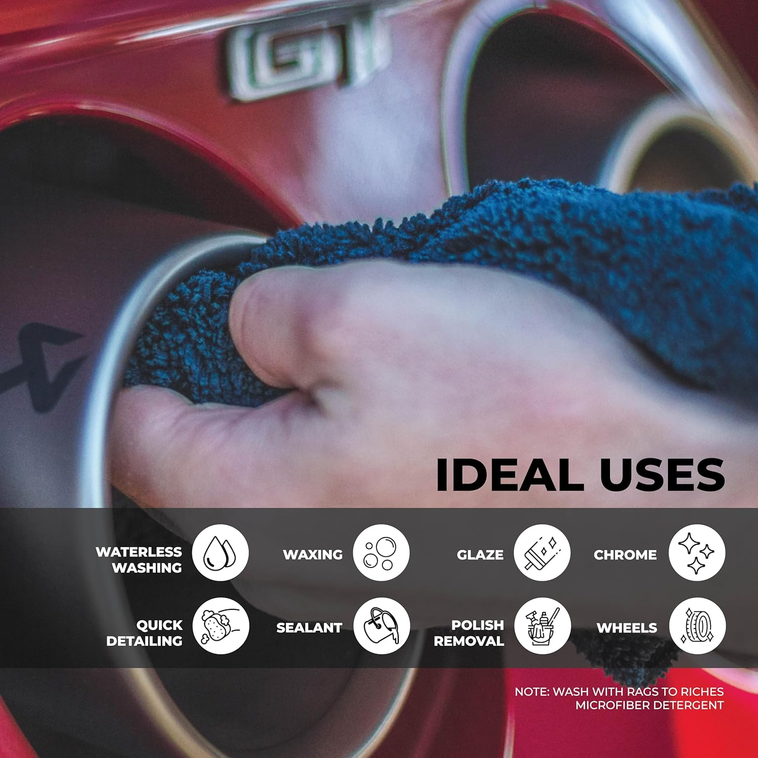 The Rag Company - Creature Edgeless Auto Detailing Towels (10-Pack) Professional 70/30 Blend, Dual-Pile Plush Microfiber, Buffing & Polishing, 420Gsm, 16In X 16In, Black image number 6