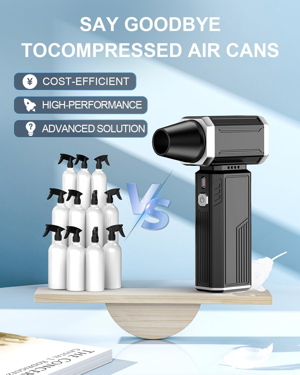 Compressed Air Duster, Super Power Adjustable Speed Cordless Air Duster Turbo Mini Blower with Rechargeable for PC Cleaning Kit Keyboard Cleaner Dust Blower for Computer House Outdoor and Car image number 3