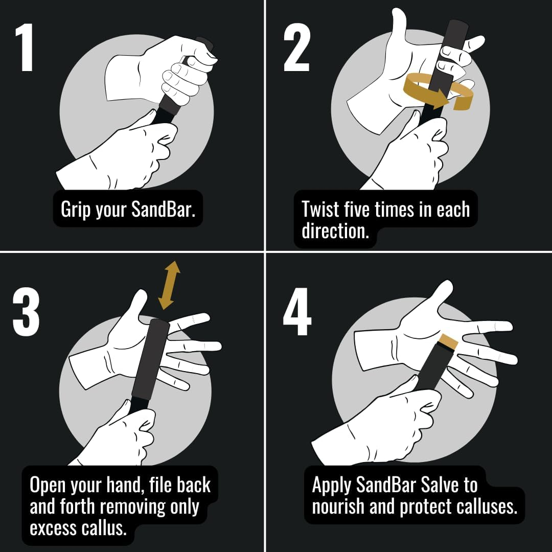 Sandbar Callus Remover Tool, File for Hands, Durable Aluminum Tool Callus Shaver, Palm and Heel Dead Skin Removal, Includes Nourishing Salve, Ideal for Athletes, Climbers, and Gym Enthusiasts - Gold image number 2